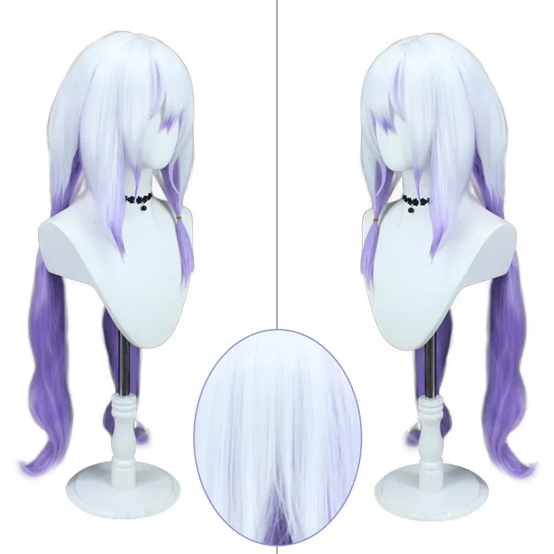블랙 스완 코스프레 가발 긴 흰색 보라색 그라데이션 가발 코스프레 애니메이션 코스프레 가발 내열성 합성 가발