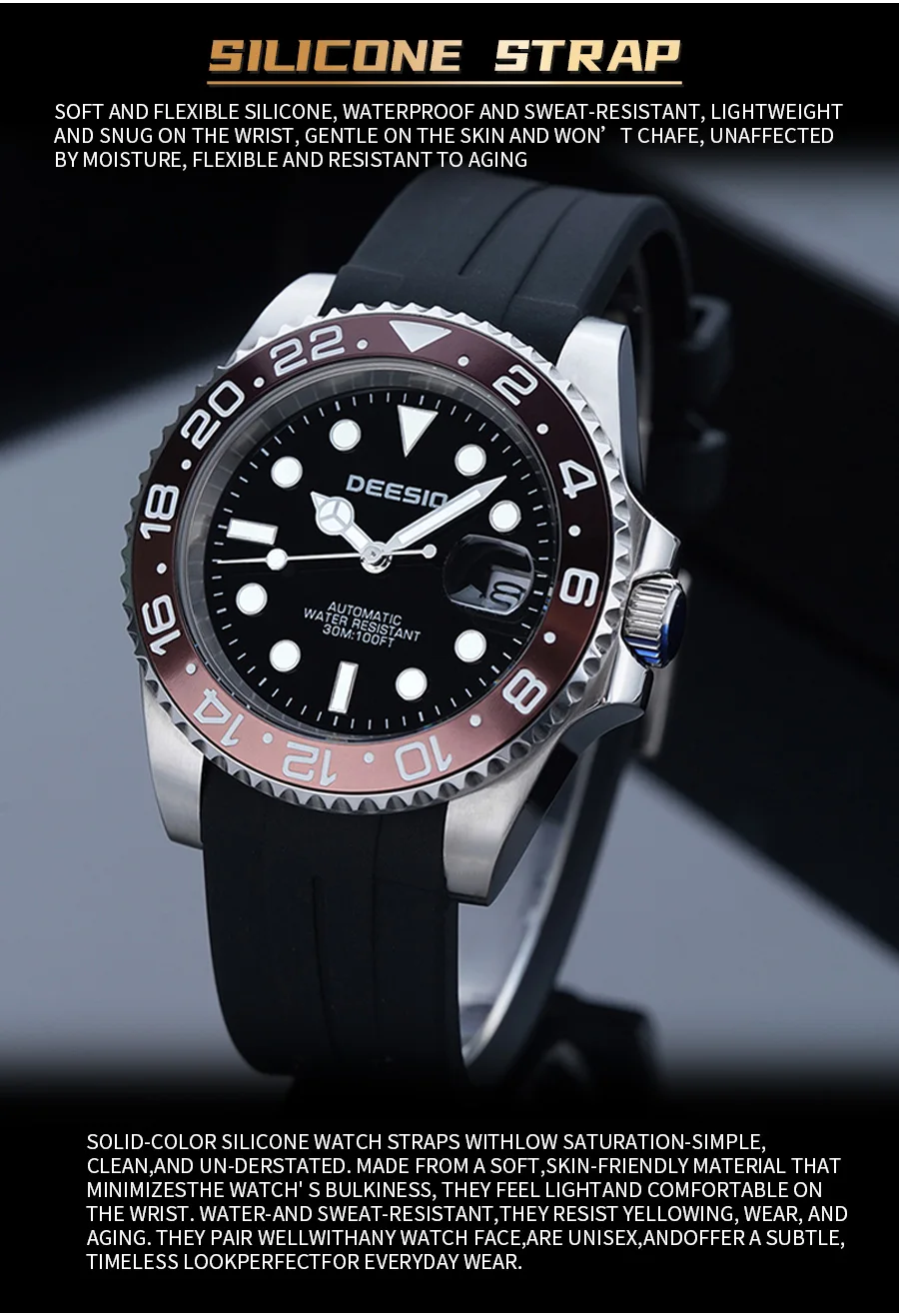 Deesio Automatische Mechanische Uhr für Herren 41mm 316L Edelstahl Uhr Leuchtende Zeiger 30M Wasserdicht Kostenloser Versand – Detail 6