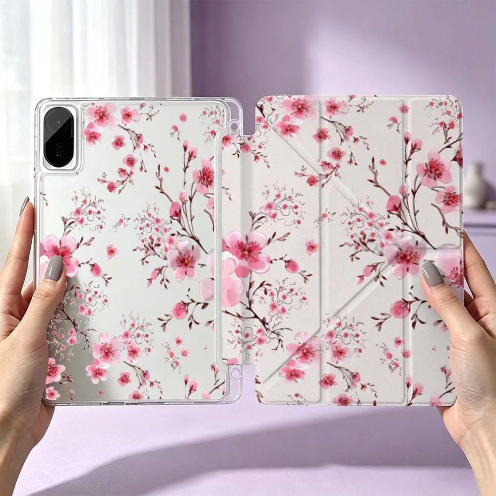 Чехол для планшета Xiaomi Redmi Poco Pad 8 7 6 5 C1 SE 9.7 11.2 12.1 11 дюймов 3Y с розовым узором в виде цветов вишни