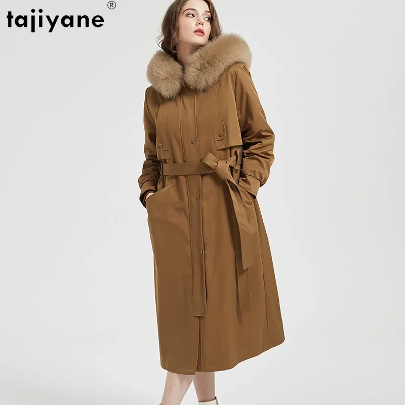 

Tajiyane Real Fur Coat Womens Warm Parkas Winter Jackets for Women 2023 Detachable Rex Rabbit Fur Liner Long Parkas Fox Collar