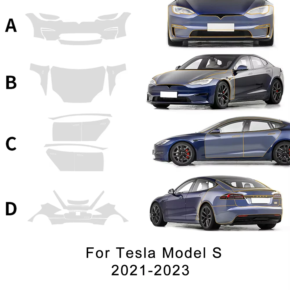 

For Tesla Model S 2016-2021 2022 2023 2024 TPU Car Bumper Paint Protection Film Scratch Prevention Transparent Bra PPF Decal Kit