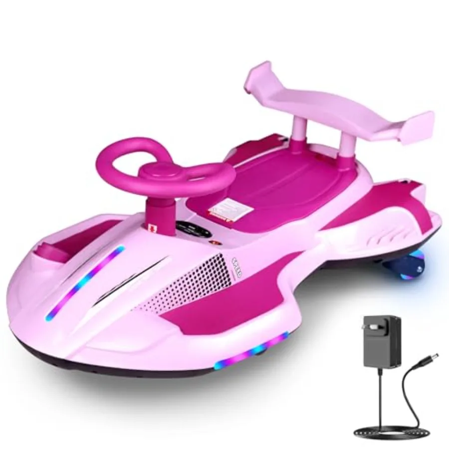 

12V Electric Wiggle Car with Pedal Ride On Car Toy for from Ages 3 and Up Anti-Rollover Flashing Wheels Bluetooth Tailpipes Jet