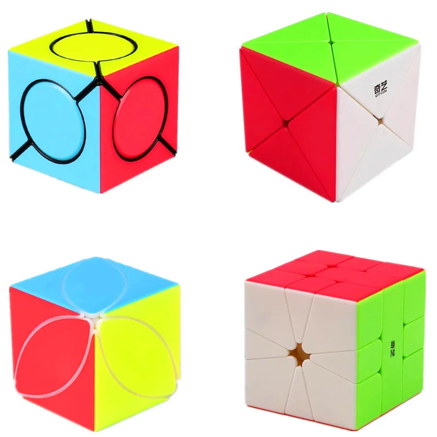 ステッカーレススピードマジックキューブ 2x2 3x3 4x4 5x5 QiYi プロフェッショナルパズルマジックキューブピラミッド Megaminx メープルリーフ知育玩具