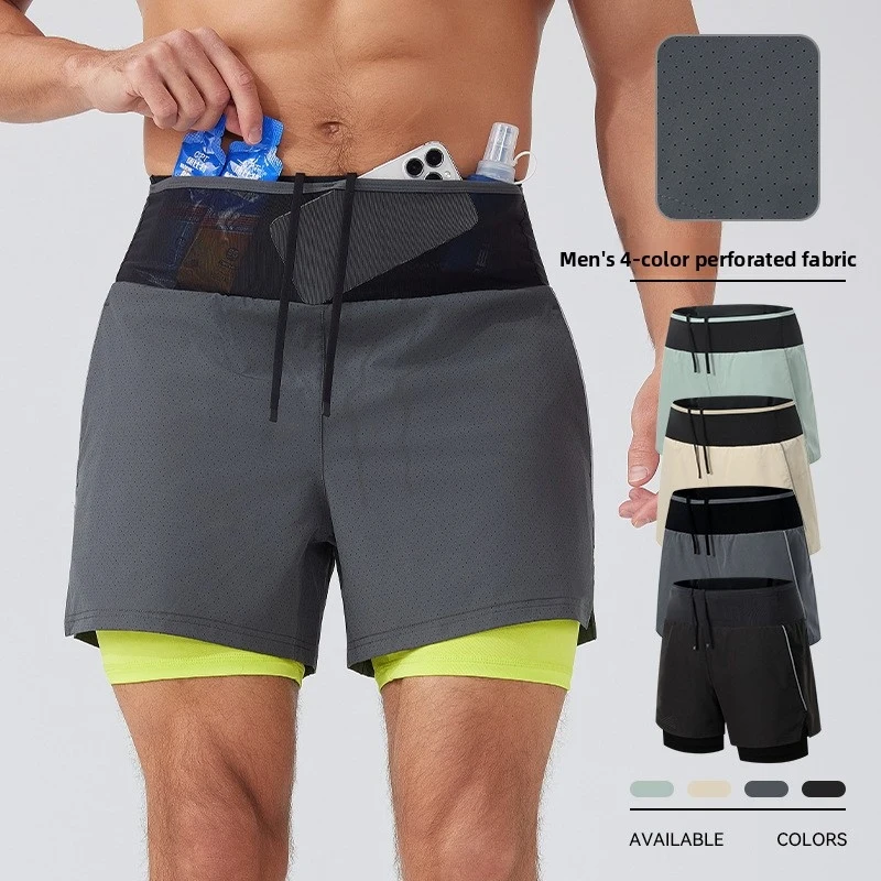 SVETLIN EU US Size Luxury Quality Outdoor Sports Wear Sports Shorts Men Running Training 2 in 1 Three-Quarter Pants  Shorts