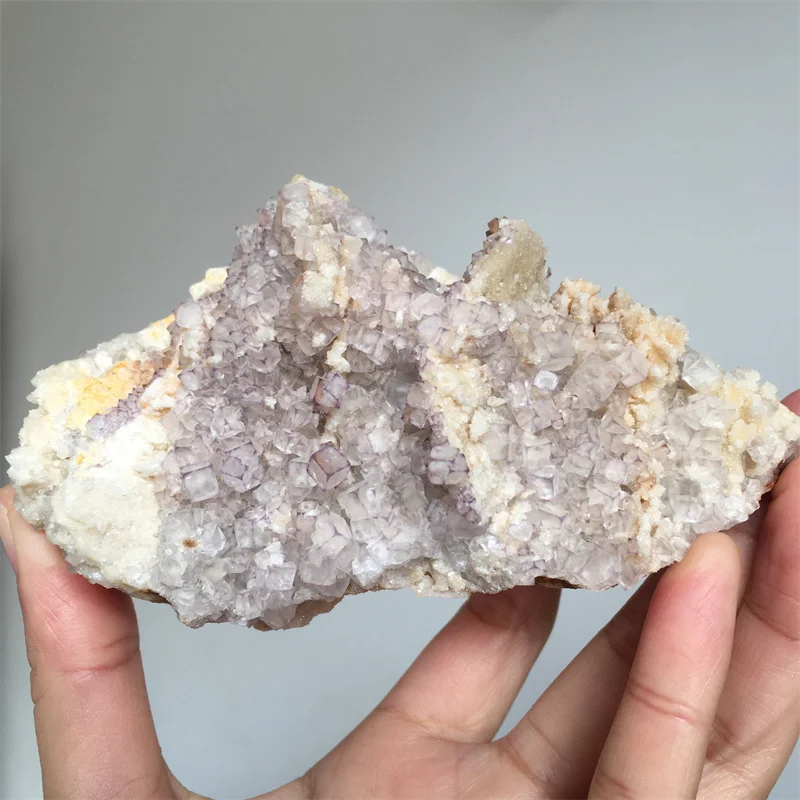 

352g Guizhou Natural Light Purple Side Cube Fluorite Mineral Specimen Crystal Cluster Spiritual Reiki Stone Home Decor