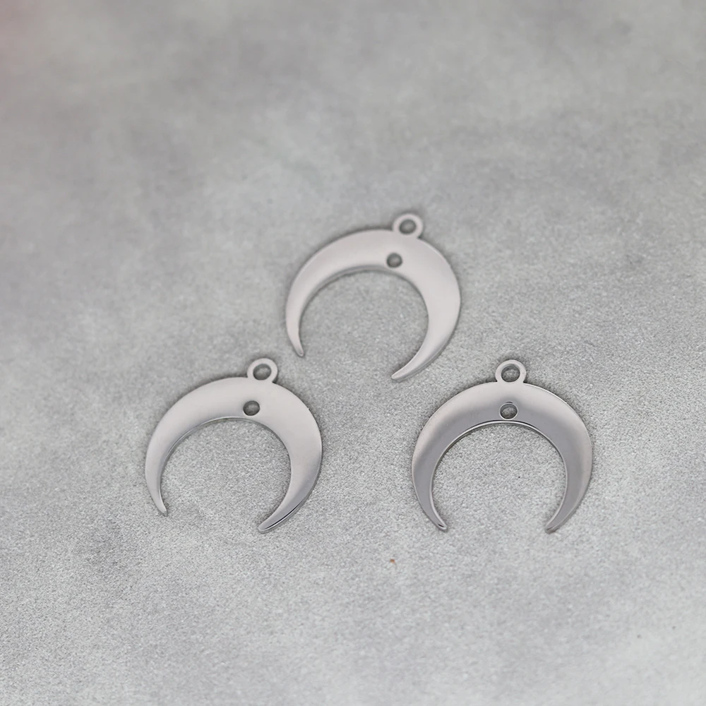 3pcs/Lot Stainless Steel 2 Hole Crescent Moon Pendant Accessories For Jewelry Making Fashion Necklaces Bracelet