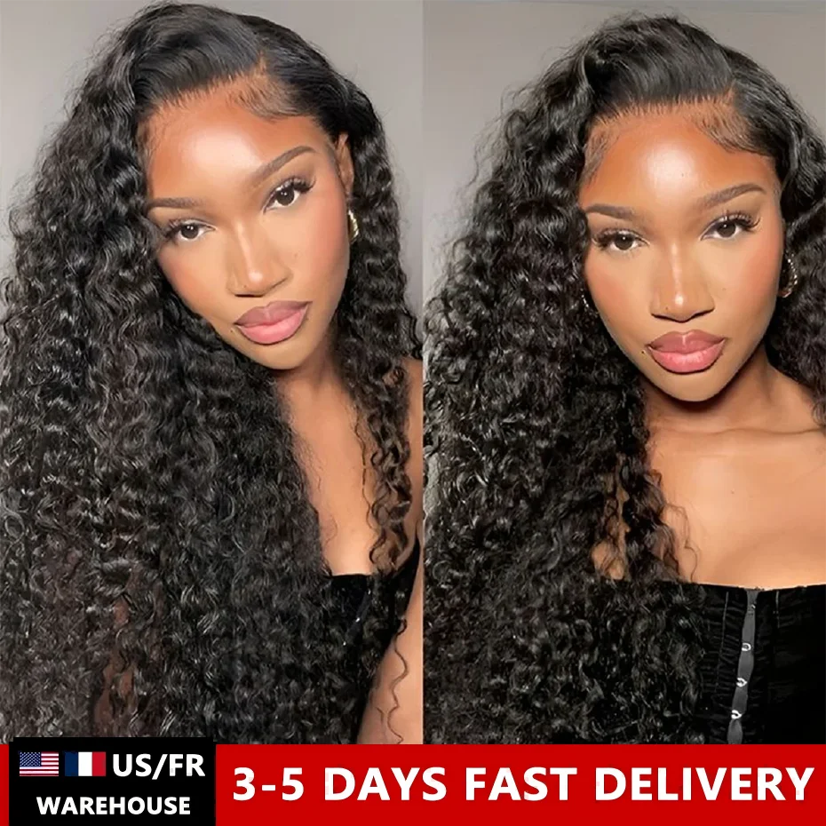 200 Density HD 13X6 Deep Water Wave Curly Human Hair Wig 4x4 Lace Closure Wig 30 34 36 Inch 13X4 Lace Front Human Hair Wigs