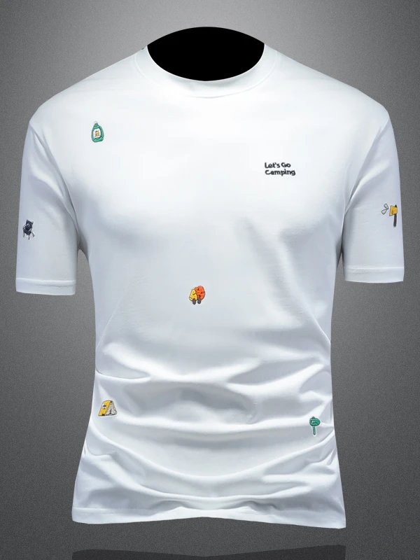 

Slim Fit Breathable Summer T-irt oulder Drop Sle Thin Cotton Polyester Blend Casual Urban Faion Daily Wear round Ne