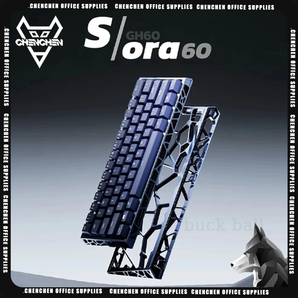 UR Studio Sora60 Mechanical Keyboard Shell CNC Aluminium Alloy Hollow Out Keyboard Shell Keyboard Case GH60 PC Custom Accessory