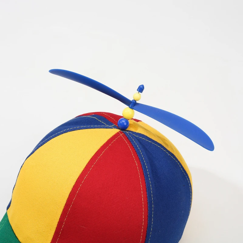 Neue Frühlings- und Herbst-Baseballkappe mit Bambus-Libellen-Propeller und modischem Farbblock-Design – Sonnenschutzhut für den Außenbereich – Detail 6