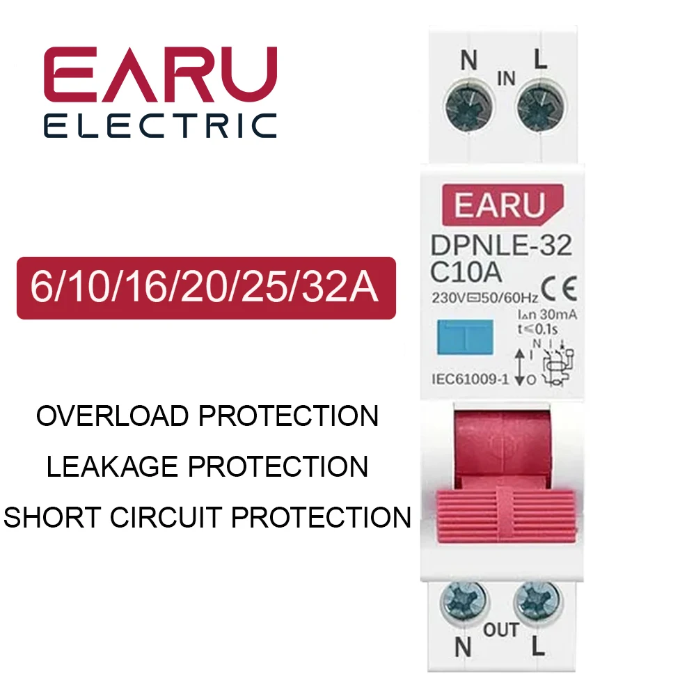18MM 1P+N 230V 50/60Hz RCBO 6KA Automatyczny wyłącznik różnicowy prądu różnicowego Zabezpieczenie przed wyciekiem prądu