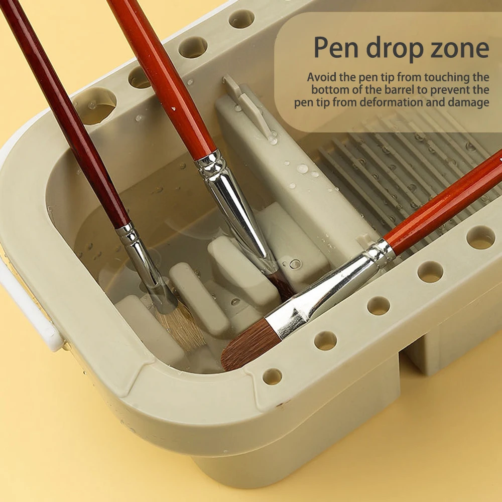 Brush Washing Bucket Brush Box Multi-function Pen Holder Art Supplies Oil-based Acrylic Watercolor Tool Art Palette Pen Holder