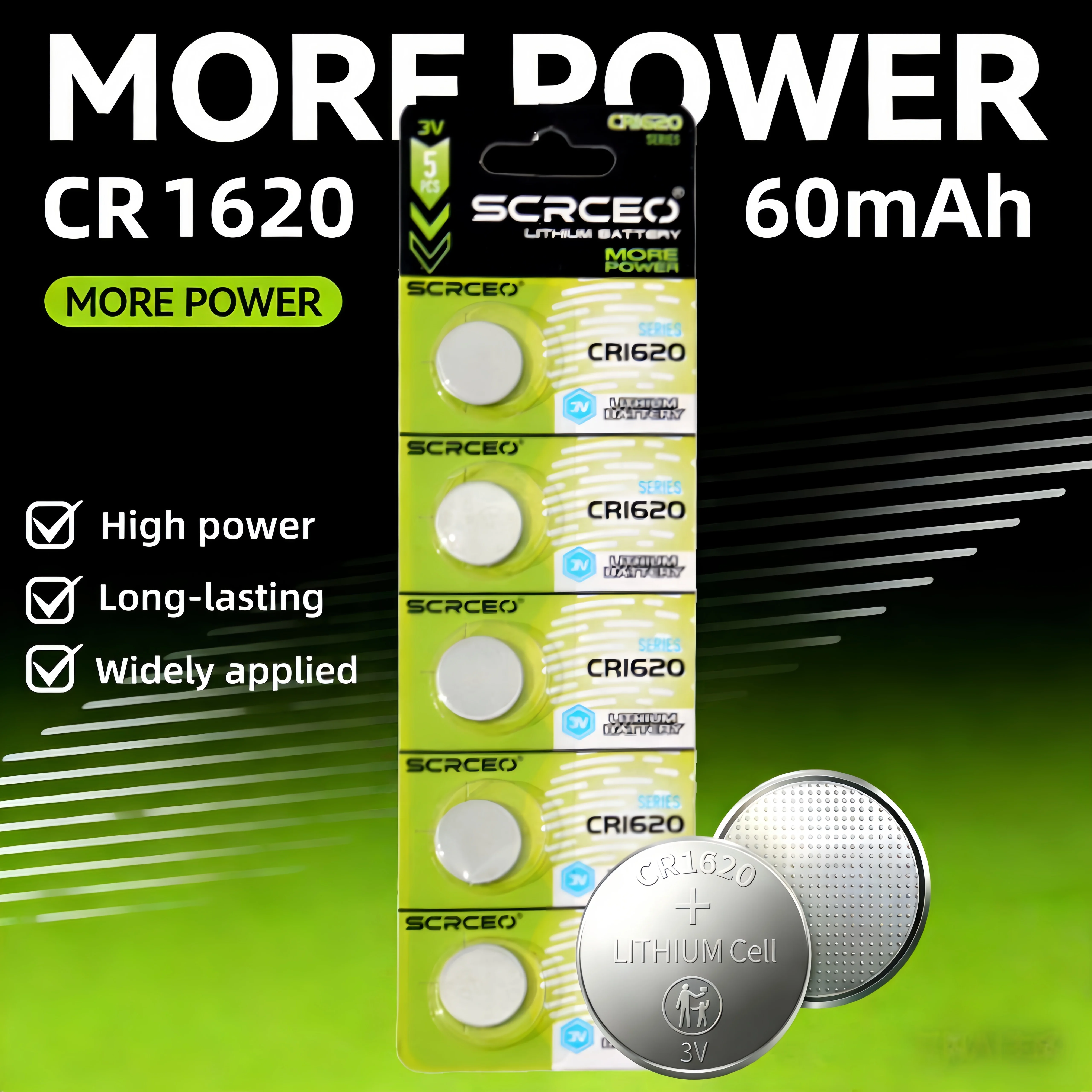 

2-100 шт. литиевые батарейки CR1620 3V 60 мАч, также LM1620/BR1620, для часов, игрушек, брелоков, калькуляторов