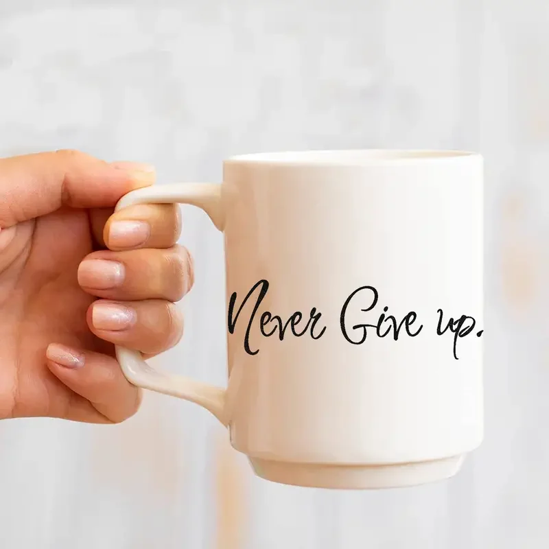 Never Give Up Inspirational Quote Rearview Mirror Car Sticker for Laptop Bottle Truck Motorcycle Vehicle Paint Window Wall Cup D