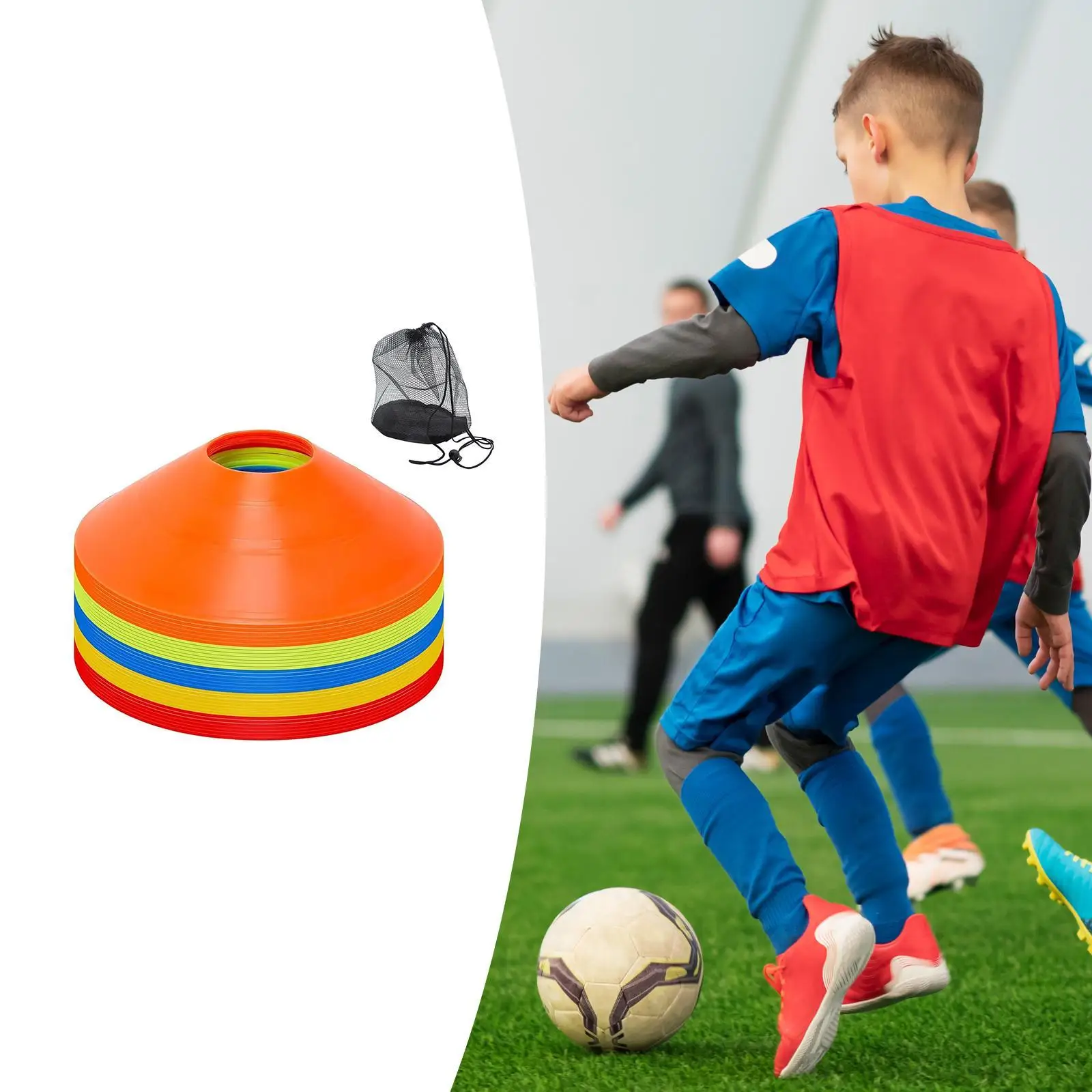 Kerucut Sepak Bola Ketangkasan, Kerucut Cakram, Ringan, Peralatan Latihan Kokoh Kerucut Olahraga dengan Tas Penyimpanan untuk Sepak Bola Basket