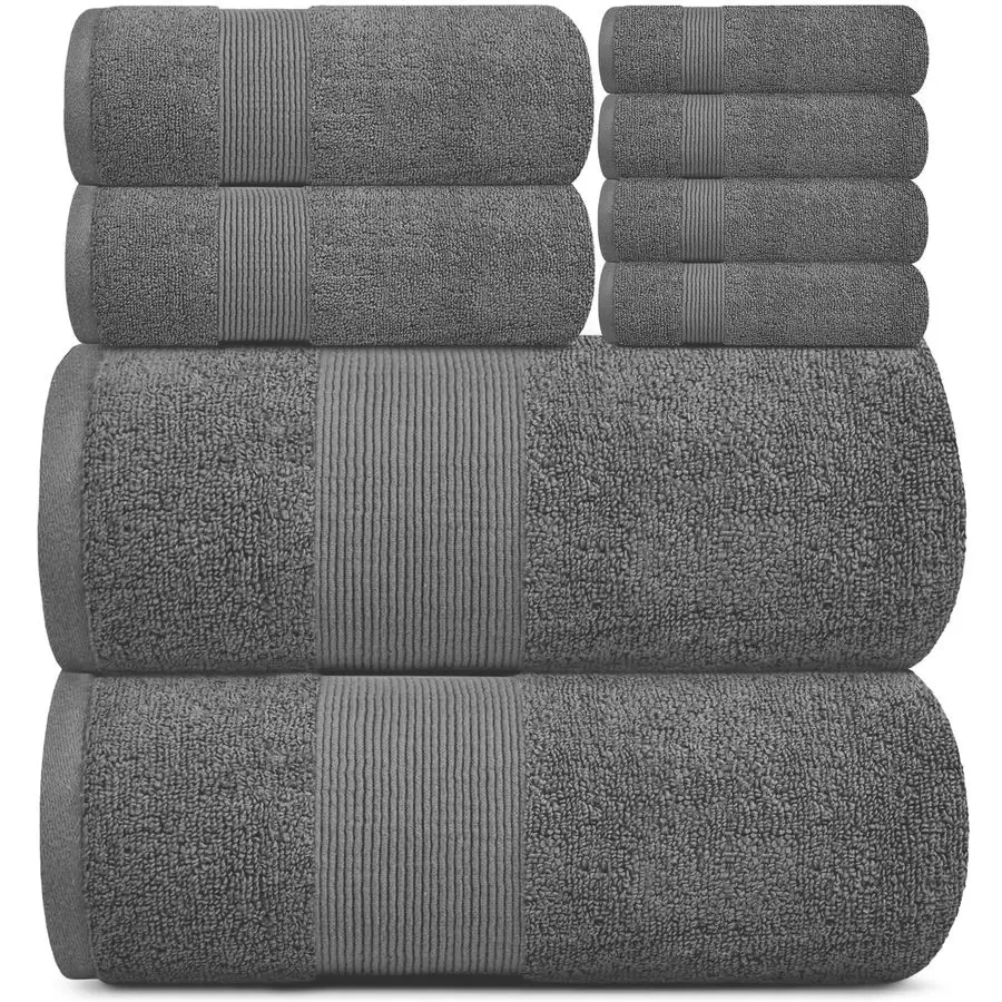 

Collection Soft Bath Towel Set Luxury Hotel Plush amp Absorbent Cotton 2 Bath Towels, 2 Hand Towels and 4 Washcloths 8 Piece, Sm