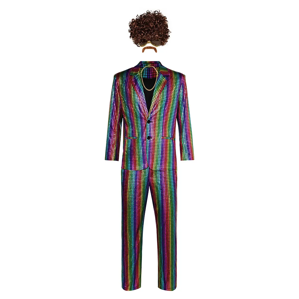 70S 80S 90S Disco Cosplay Retro Mannen Kostuum Cashew Bloem Hippie Uniform Hiphop Kleding Outfits Halloween Party Roleplay Pak