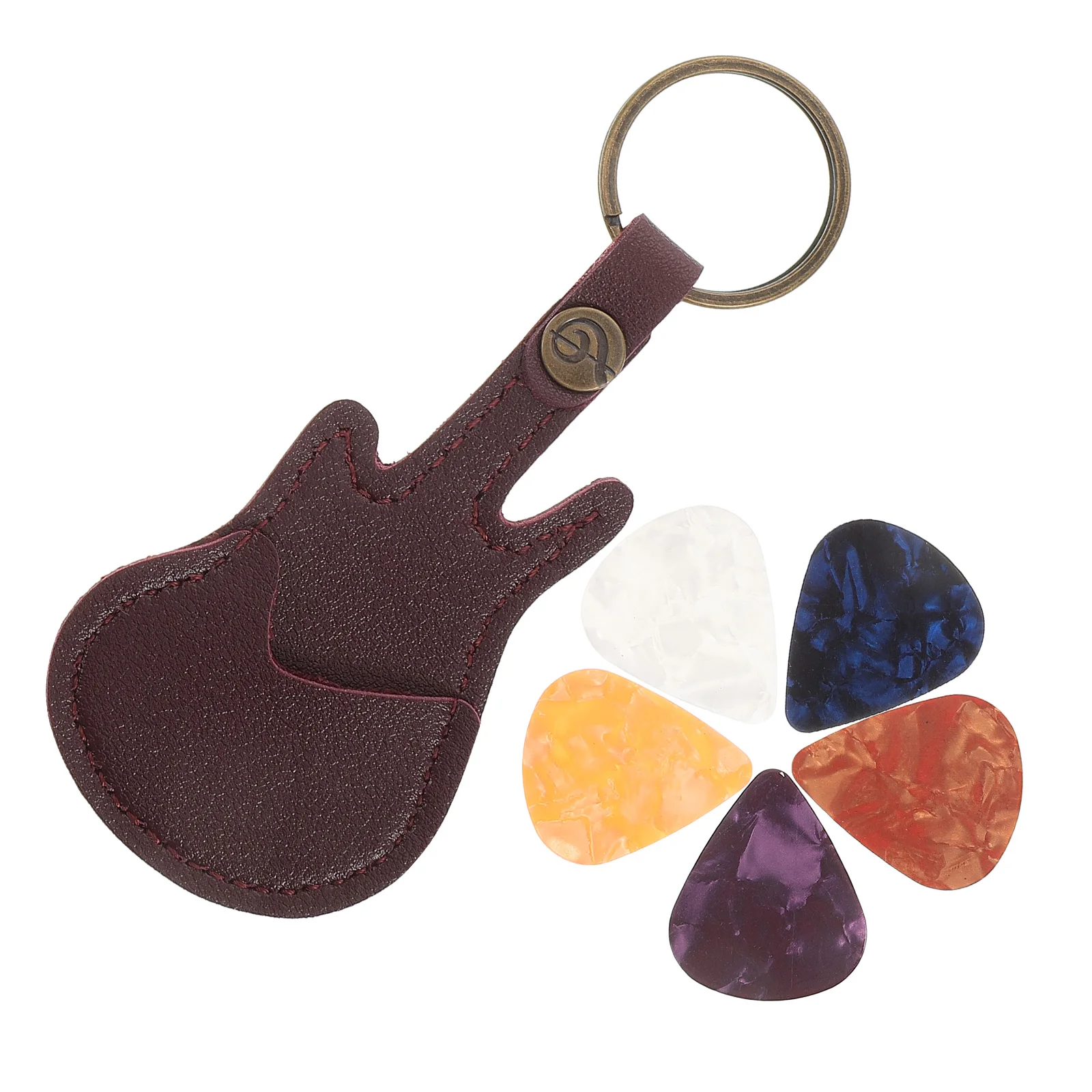 

Guitar Pick Cover Picks Bulk Small for Ukulele Holder Keychain Bracket Box Case Pu Pure Copper