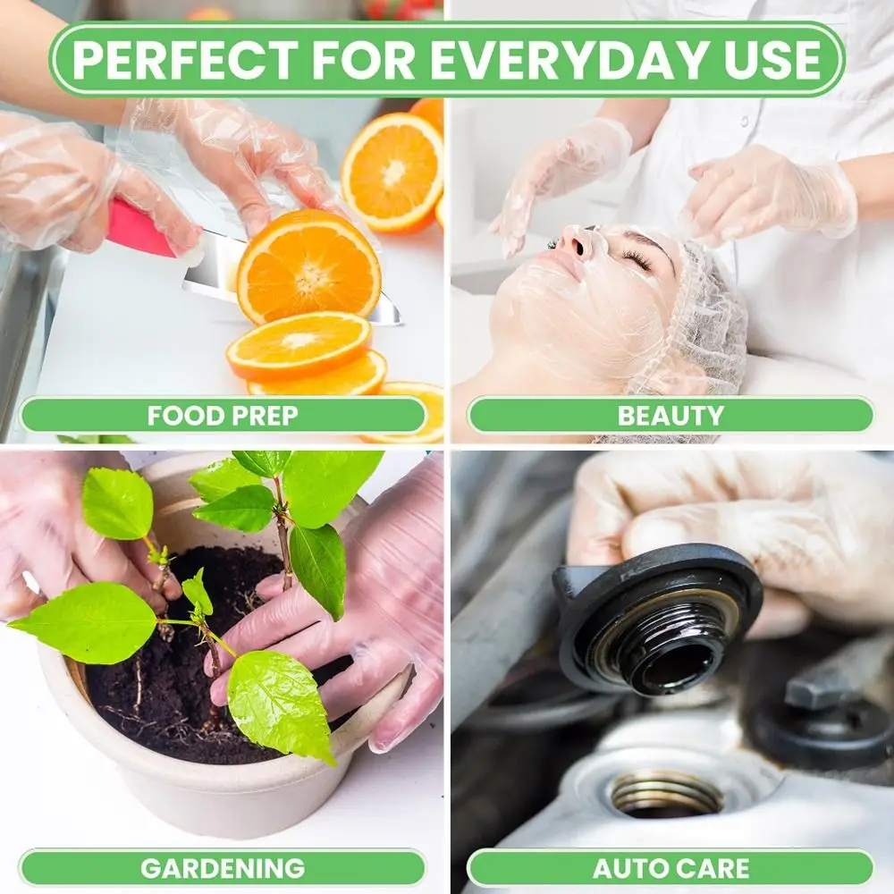 100Pcs Household Acid Work Safety Disposable Gloves Food Grade TPE Cleaning Gloves Non-Slip Transparent Latex Free Gloves