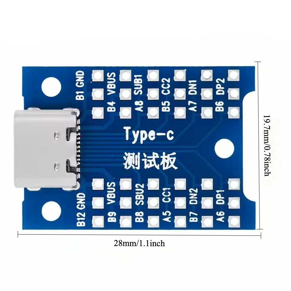 10pcs USB 3.1 Type C Female to Female Adapter Tester Board for USB C Cable Continuity Test with PCB Mount