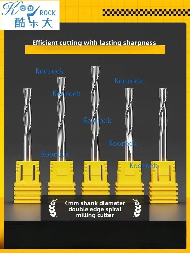 

4mm 2 Flute Spiral Router Bit Tungsten Carbide CNC Engraving Tool Woodworking Slotting Cutter