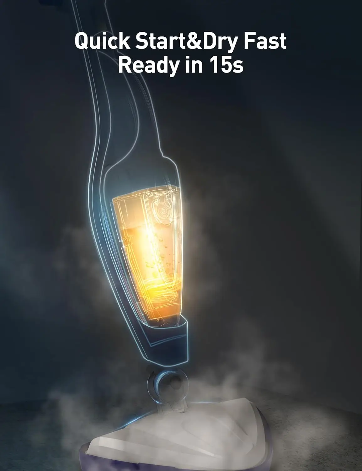 12-in-1 Steam Mop, 1500W Detachable Handheld Steam Cleaner | Fast 15s Heat-Up, 2 Dirt Grip Pads, Removes 99.99% Stubborn Stains