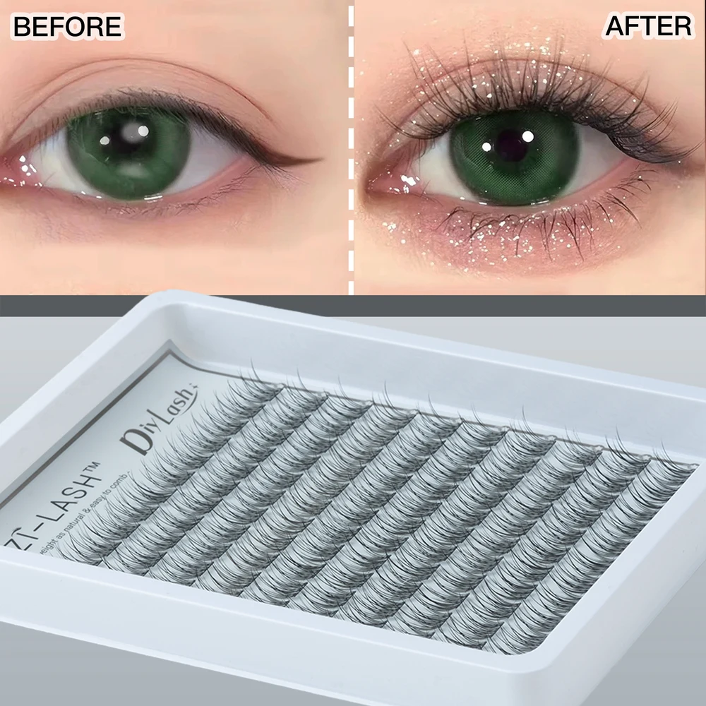 

JIZI-LASH Eyelash Extension Natural Faux Mink Eyelashes 120Pcs Individual 20/30D Cluster Lashes Makeup Cilia Bond&Remover Kit