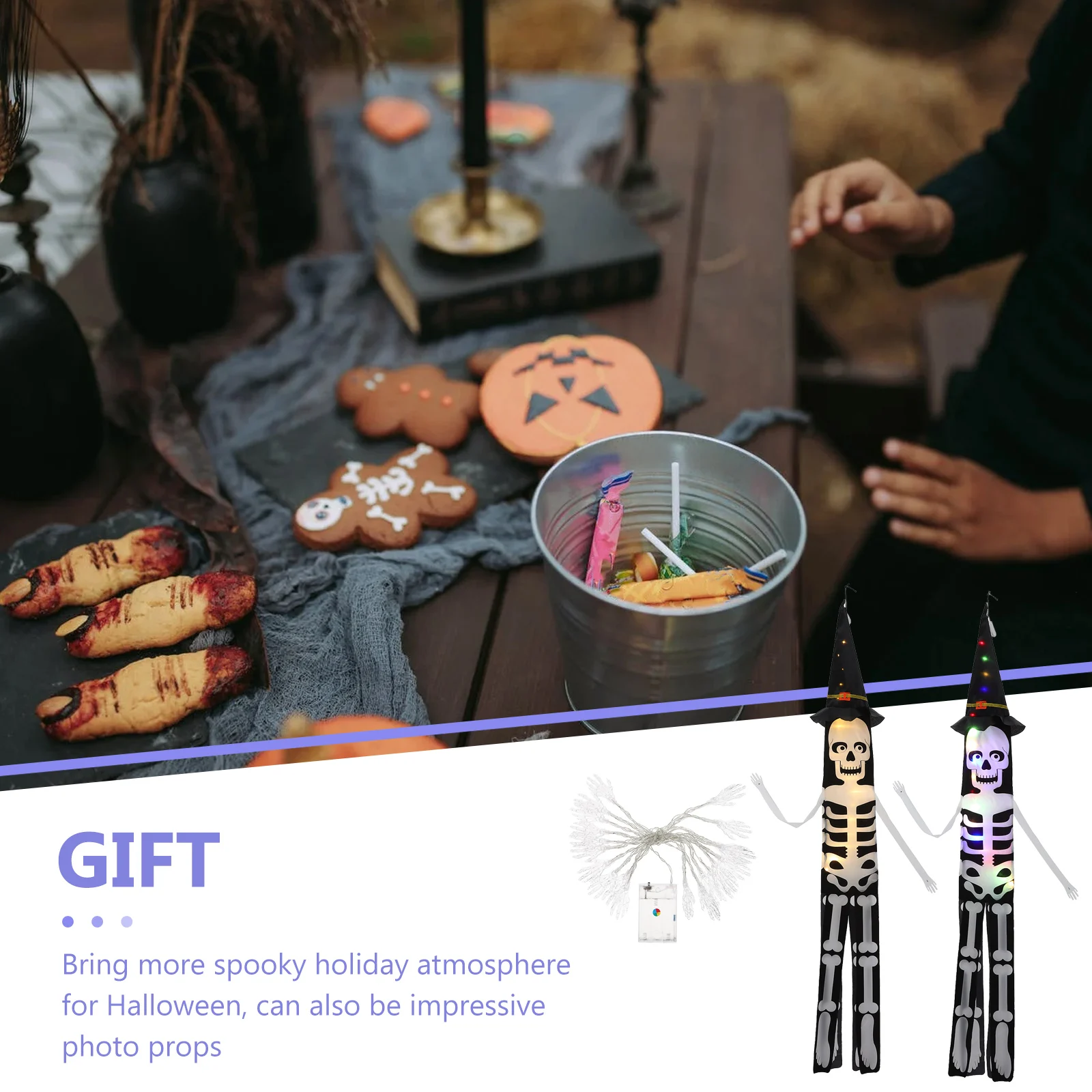 

3 Pcs Frame Decoration Halloween Windsock Garden Ornament Decorations outside Pumpkin Outdoor Hanging