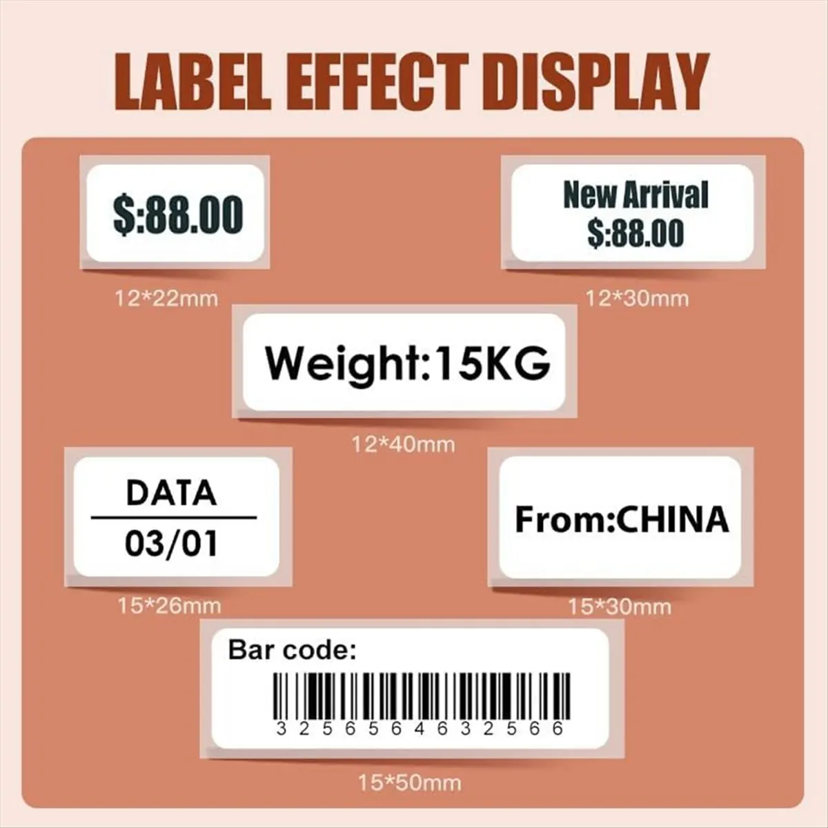 A20I White Label Paper for D11 D110 D101 Label Maker 3Rolls White 12x40mm Waterproof, Self-Adhesive Tape Replacement