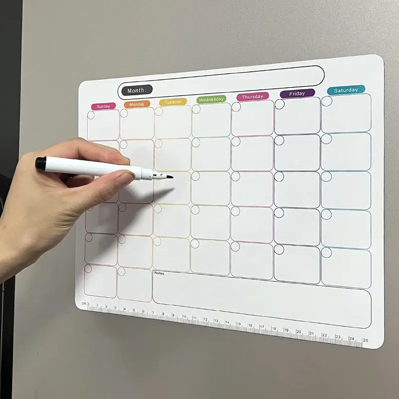 Magnetic Refrigerator Dry Erase Monthly Calendar Planner Whiteboard Record Message Board Memo Pad Kitchen Fridge Decor