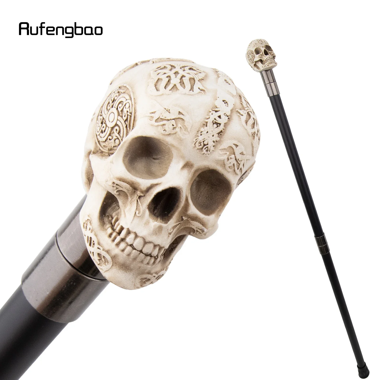 Witte Hars Schedel Monster Hoofd Wandelstok Mode Stalen Stok Cosplay Riet Knop Crosier 94cm Prestaties Podium Riet