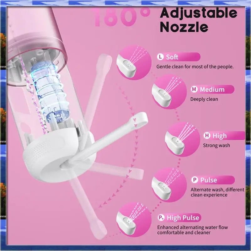 

Mar.Rechargeable Electric Bib-Portable Bidet-250Ml Water Tank, 5 Spray Modes, 2000Mah Battery, 8 Replaceable Nozzles