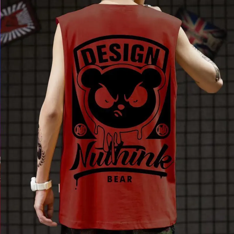2023 Summer New Men\'s Tank Tops Japan Fashion Streetwear Print Sleeveless Vest Casual Men Clothing Fitness Loose Men Tank Tops