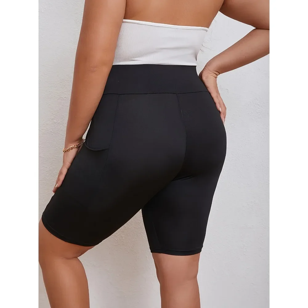 Women's Plus Size S-5XL High Waisted Black Pocket Swim Shorts Show Off Your Fashion Taste with Minimalist Beauty