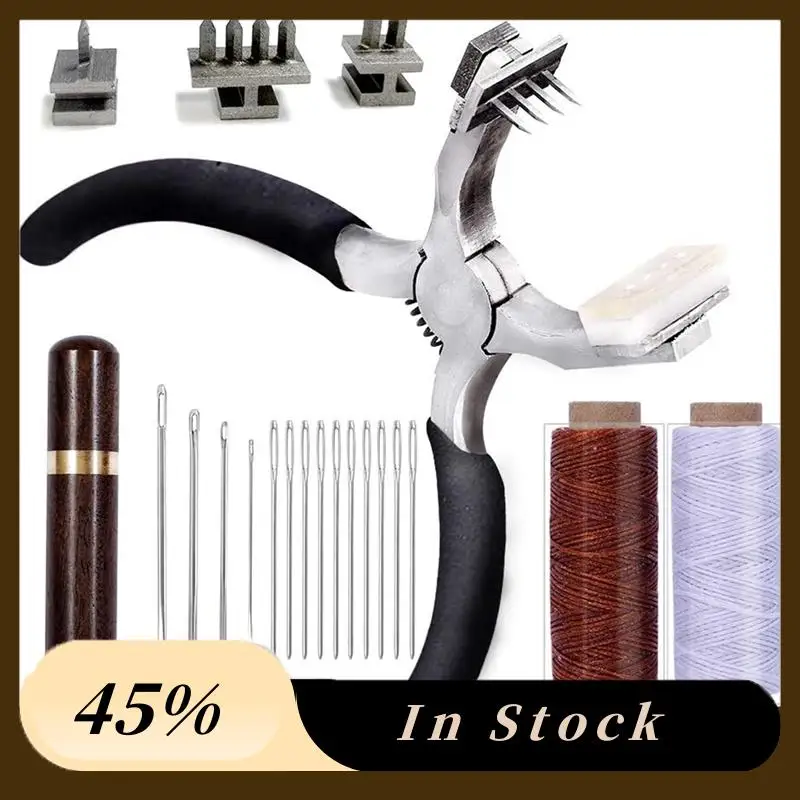 

A60zsilent Ручные плоскогубцы из ромбовидной кожи, дырокол для вышивания, деревянный футляр для игл, вощеная нить для ремней, ремней, обувиmay