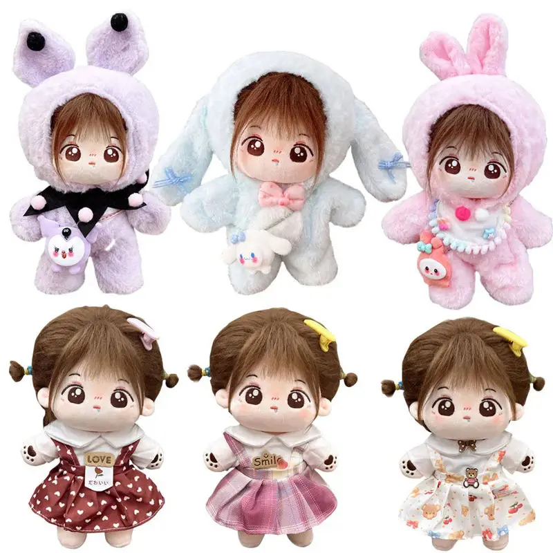 Doll Clothes for 20cm Cotton Plush Toys Accessories Princess Maid Dress Up Casual Hoodies for Girls Skirt Birthday Gifts