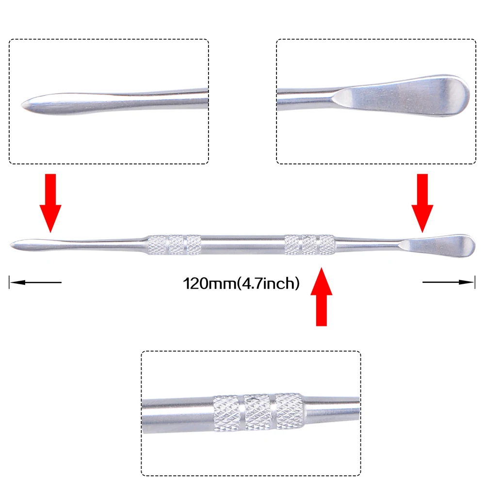 Smoke Cream Spoon Pipe Digging Tool Stainless Steel Handheld Scoops Non-stick Stirring Paste Rod Pipes Candle Carving Silver