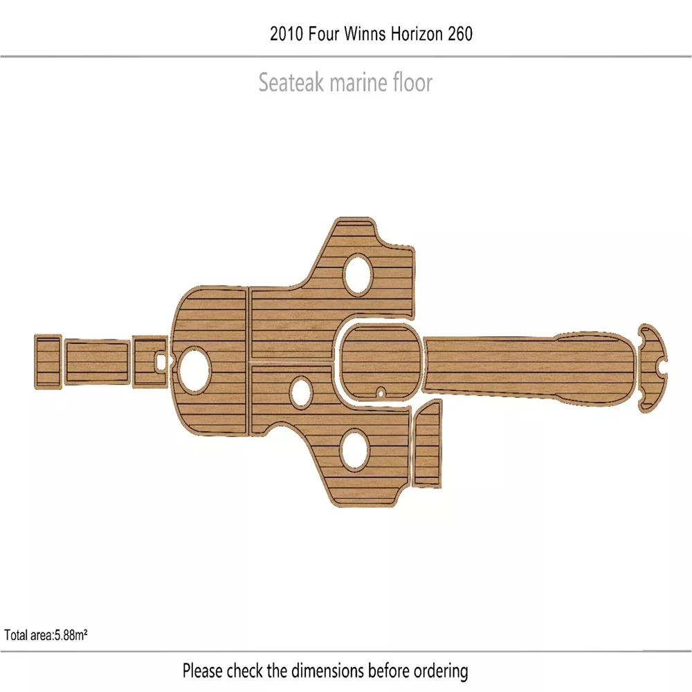 

2010 Four Winns Horizon 260 cockpit 1/4" 6mm EVA Faux Teak deck Non-slip mat Mat SeaDek MarineMat Gatorstep Style Self Adhesive