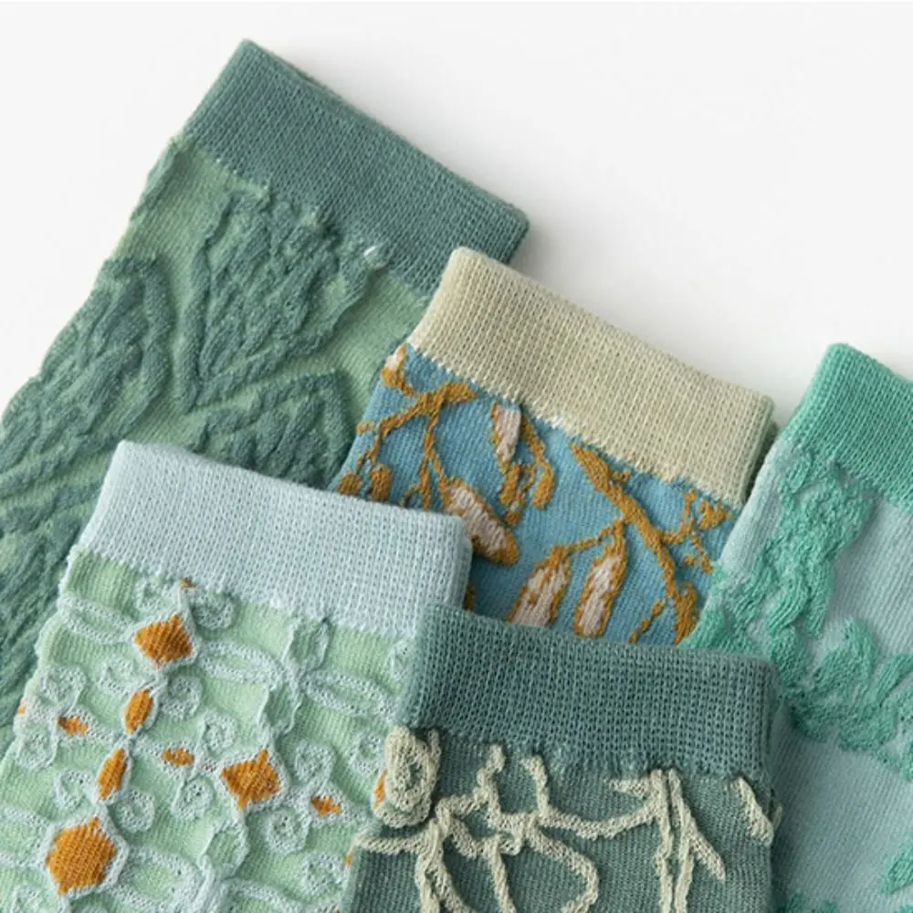 5 أزواج Harajuku زهرة الأزهار جوارب أنبوبية رقيقة الرجعية نمط الفتيات منتصف العجل الجوارب الشارع الشهير تنفس الحلو جورب النساء JK لوليتا