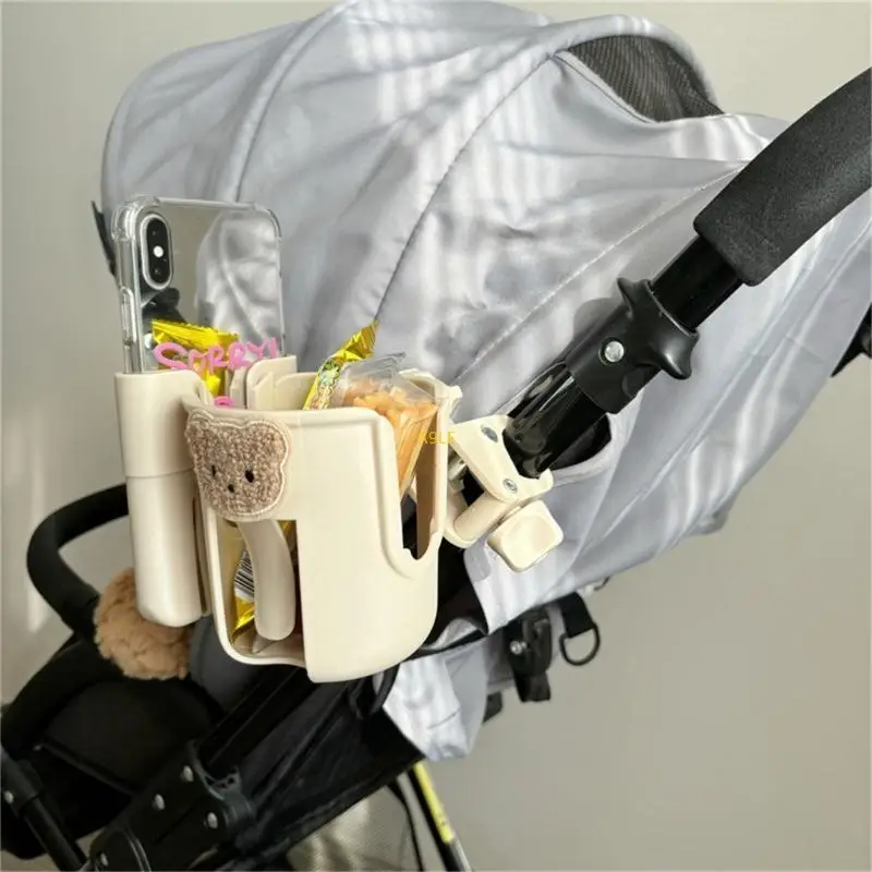 حامل كأس عربة 2 في 1 مع جبل الهاتف للآباء والأمهات المشغولين منظم المشبك القابل للتعديل للآباء والأمهات الصغار ملحق عربة Pram #5