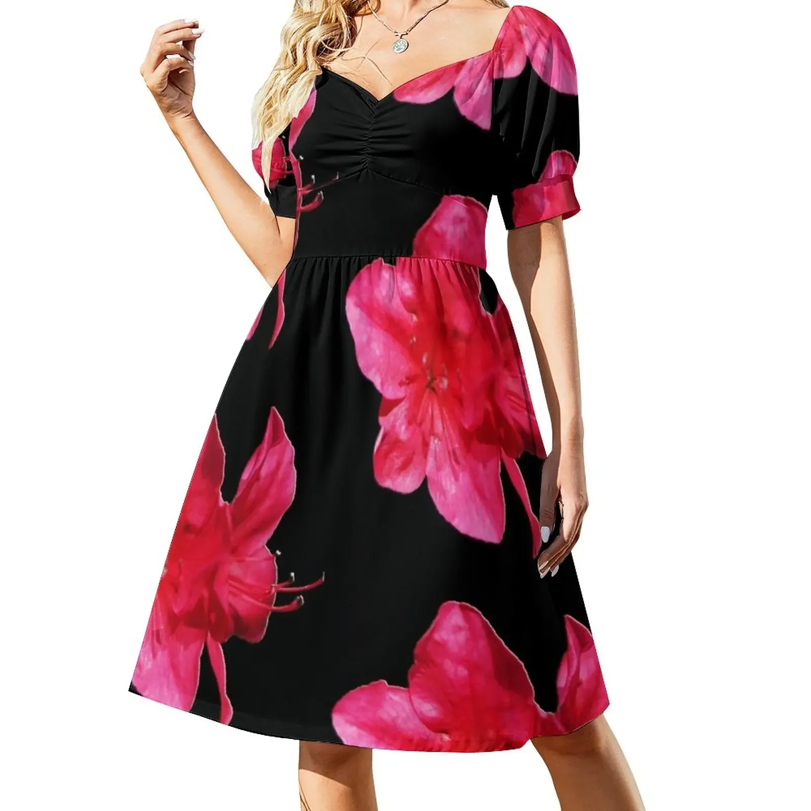

Pink Iris Short-Sleeved Dress clothing women summer 2025 wedding dresses for woman womens dress