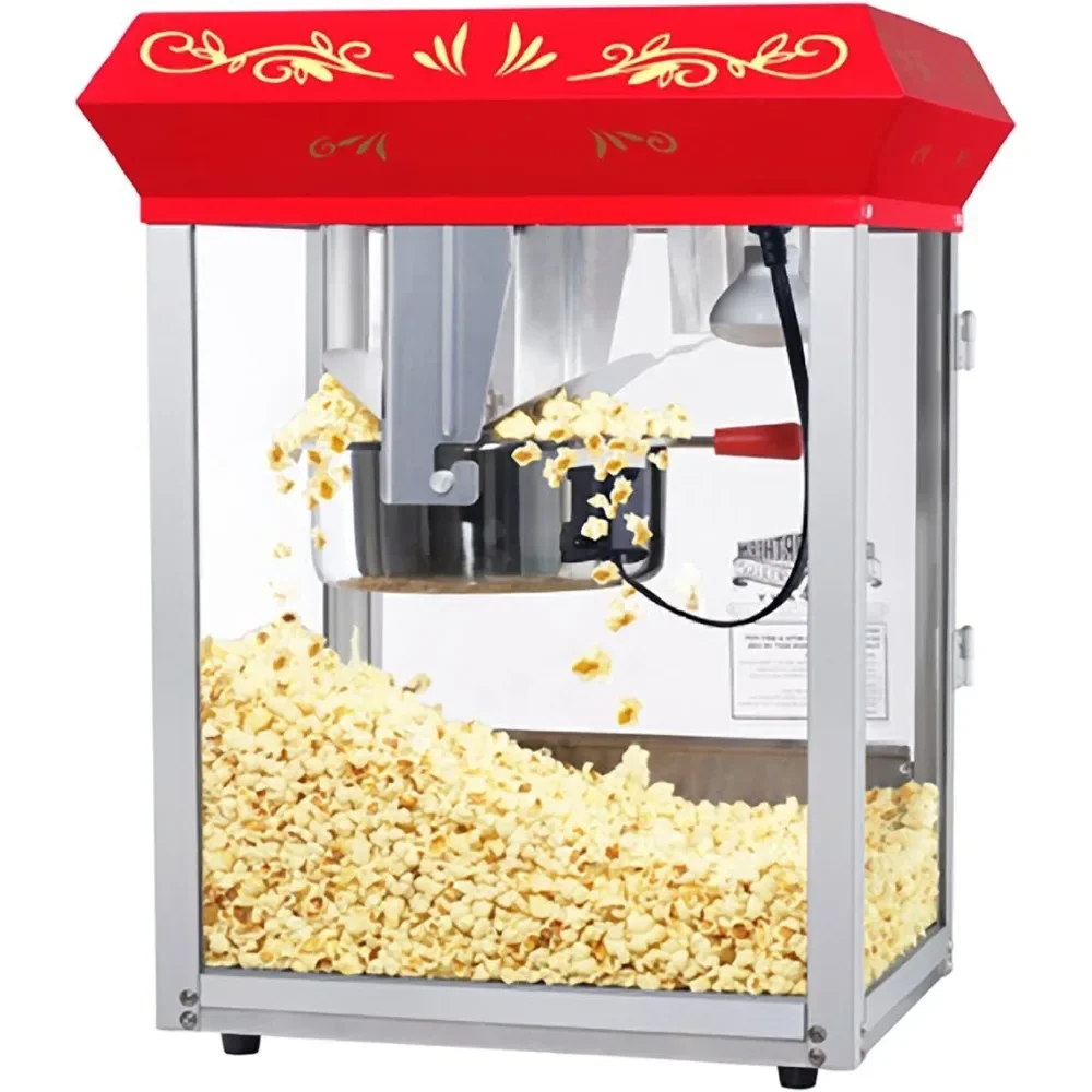 Popcornmachine, 8Oz Popper Met Roestvrijstalen Ketel, Verwerping Kernel Lade, Verwarmend Licht En Accessoires