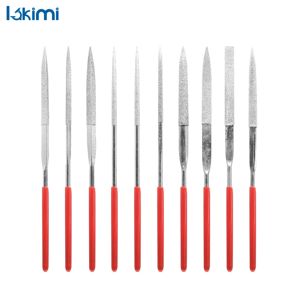 10Pcs Mini Needle File Set 3x140mm – Diamond Needle Files for Craft, Stone, Glass, and Metal Carving Hand Tools LK-AA13