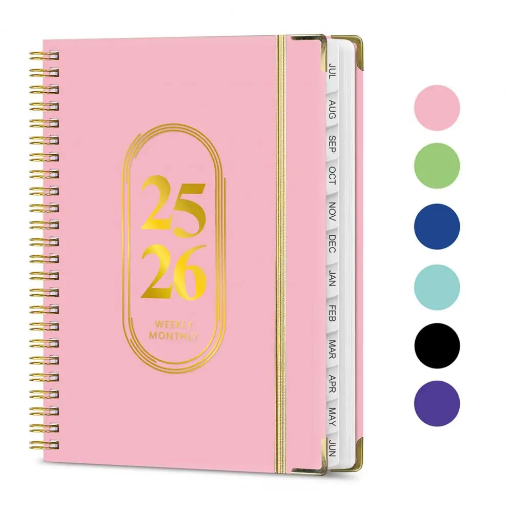 2025-2026 مخطط منظم مخطط شهري أسبوعي يوميًا لمدة 18 شهرًا يطير يوليو. 2025 - ديسمبر 2026 كتاب جدول الأعمال الحلزوني لمدرسة المكتب