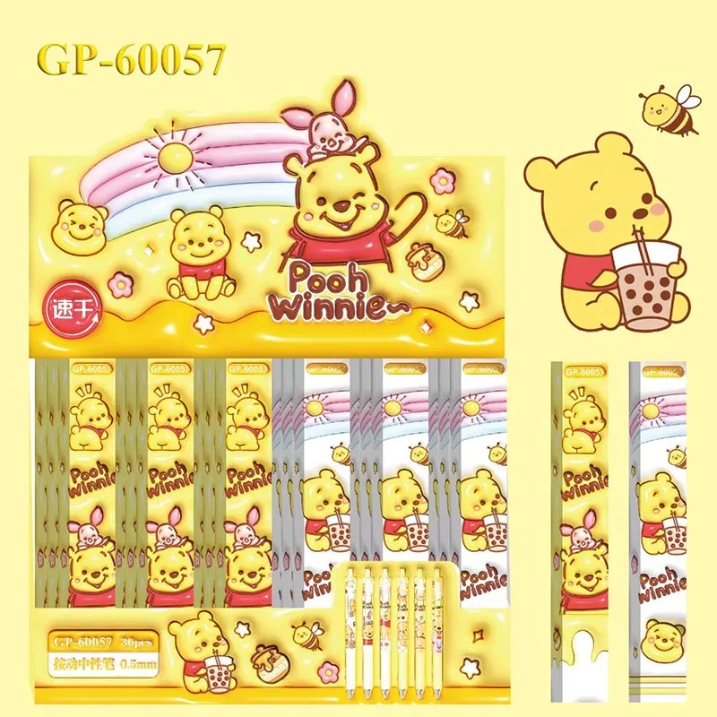 

36pcs/lot Kawaii Disney Bear Gel Pen Cute 0.5mm Black Ink Neutral Pens Promotional Gift Office School Supplies