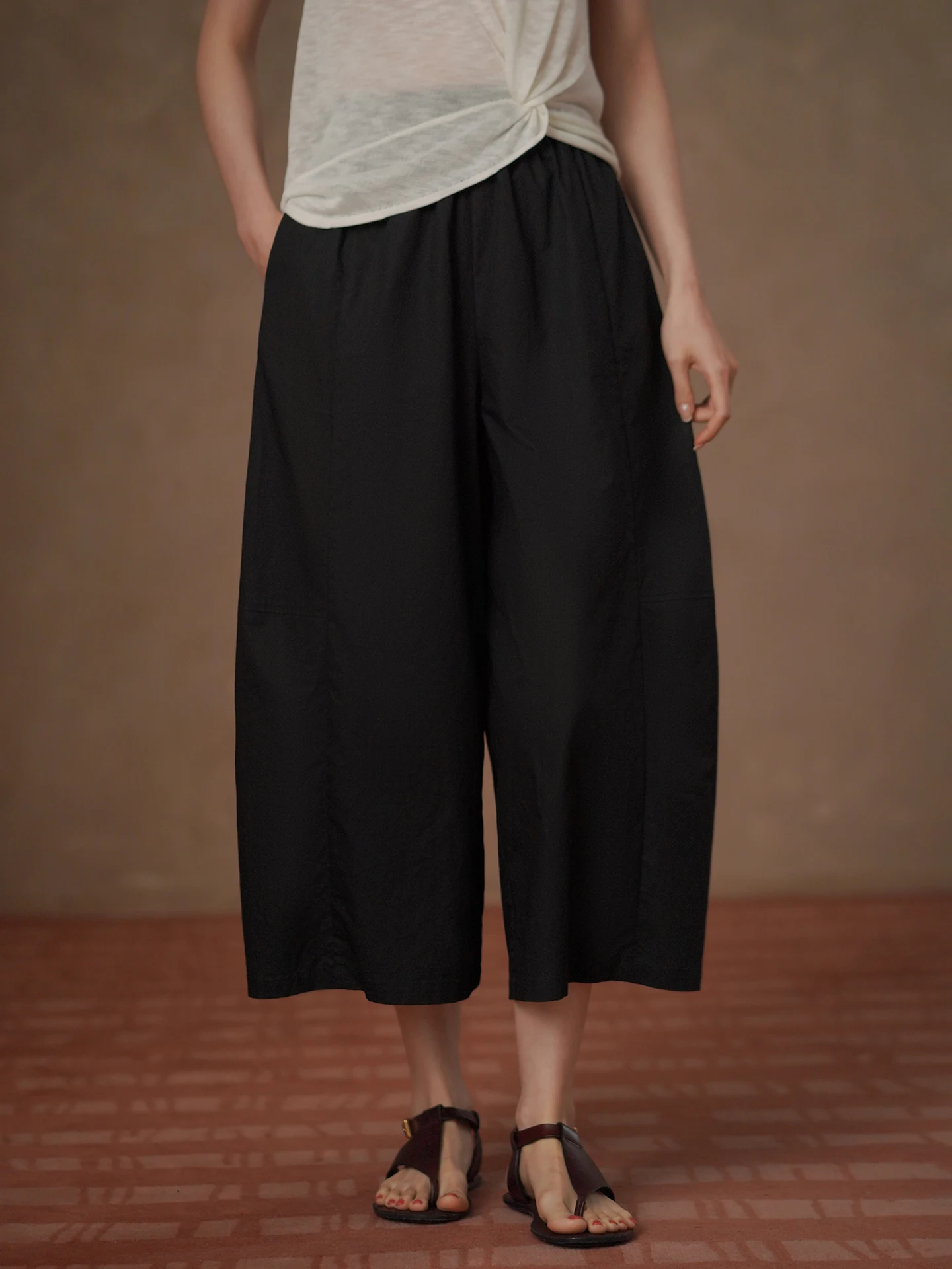High Waist Balloon Pants Slimming Effect Side Seamed 3D Cut Loose Long Casual Trousers for Women Girls Students Summer Wear