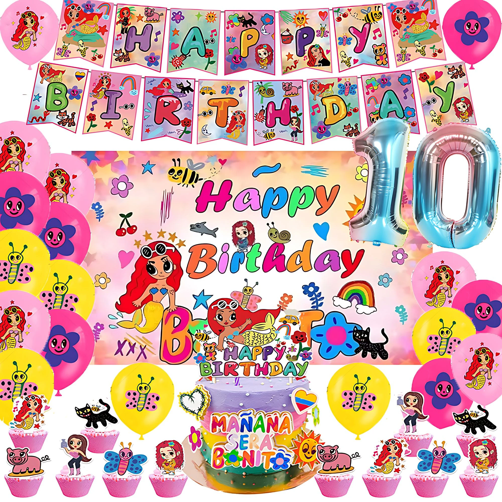 

Manana Sera Bonito Theme Birthday Party Balloon Banner Background Cake Topper Girl's Party Baby Shower Decoration Supplies Gifts