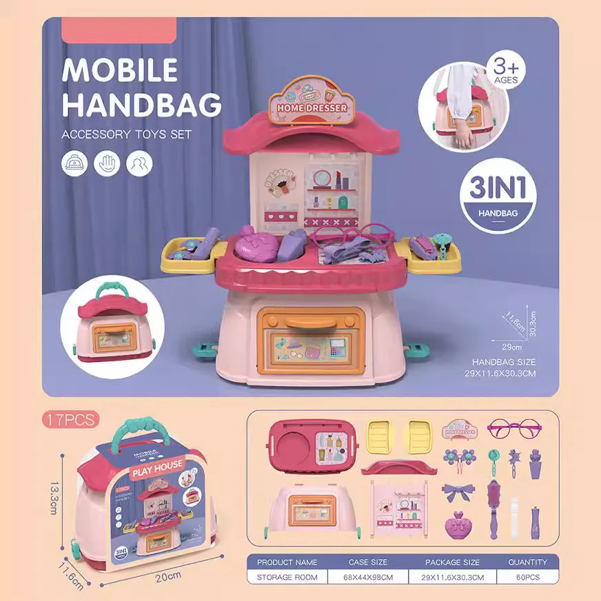 Draagbare opbergdoos Educatief huis voor kinderen Cadeau Speelgoed Meisje Keukenaccessoires Make-up Medische set Speelgoedcadeau