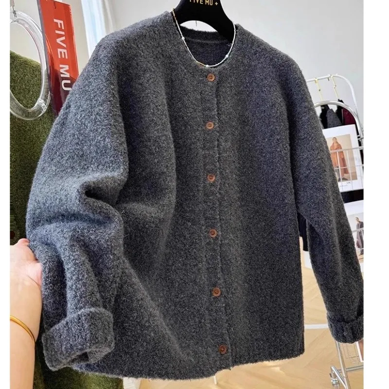 

Extra Large 300 Pou Soft Cozy Men's Knitted Sweater Jaet Korean Japanese Sle Lazy Autumn Winter High End Open Cardigan