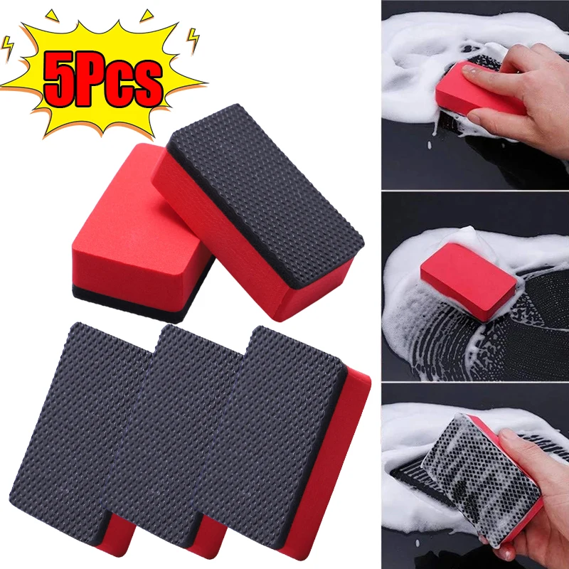 5Pcs Car Cleaning Eraser Clay Bar Pad Sponge Block Waxing Polishing Pad Car Cleaning Tools Auto Detail Cleaning Accessories